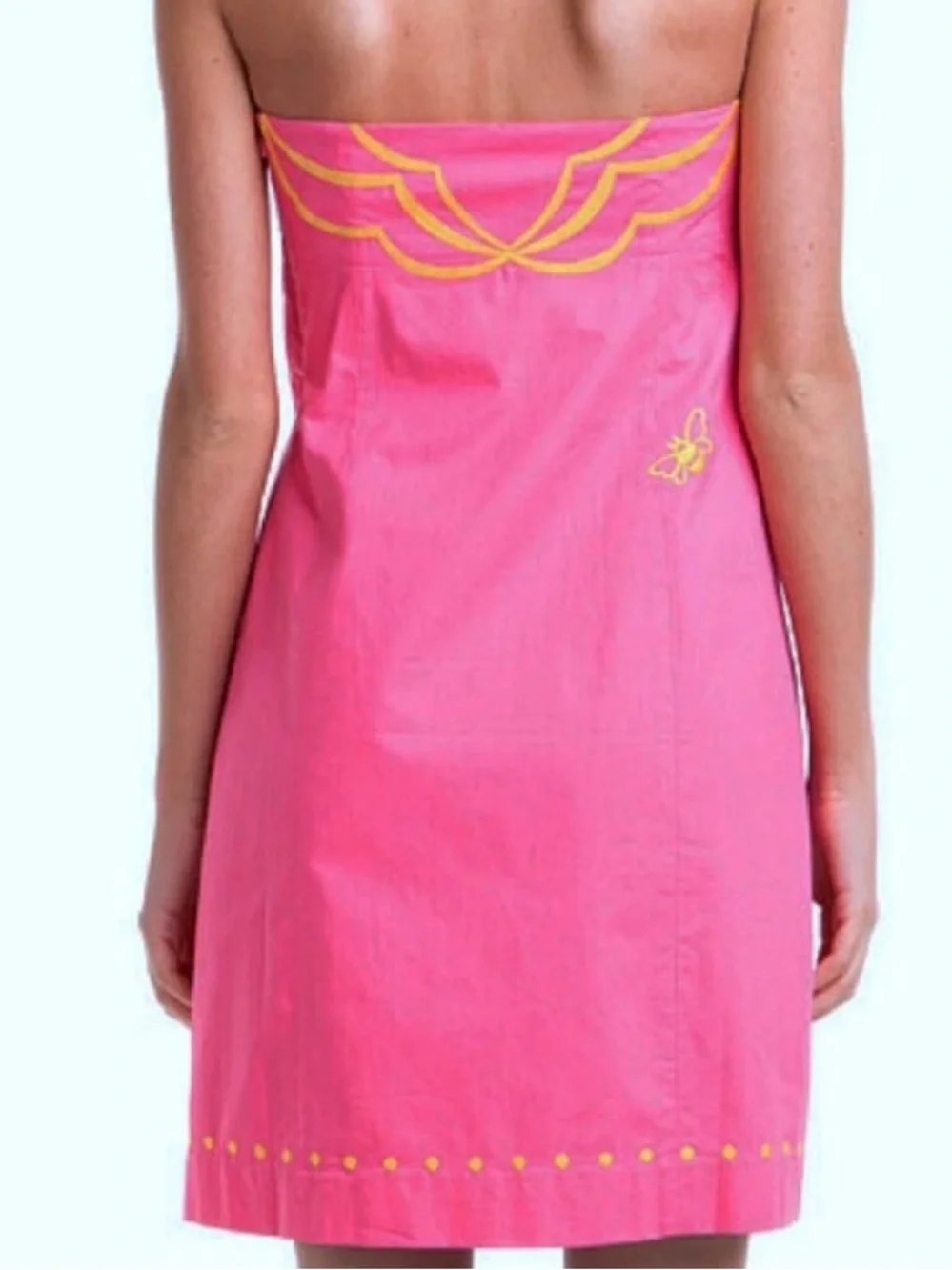 NWT Lilly Pulitzer Strapless Pink Dress with Yellow Motif - Picture 8 of 9